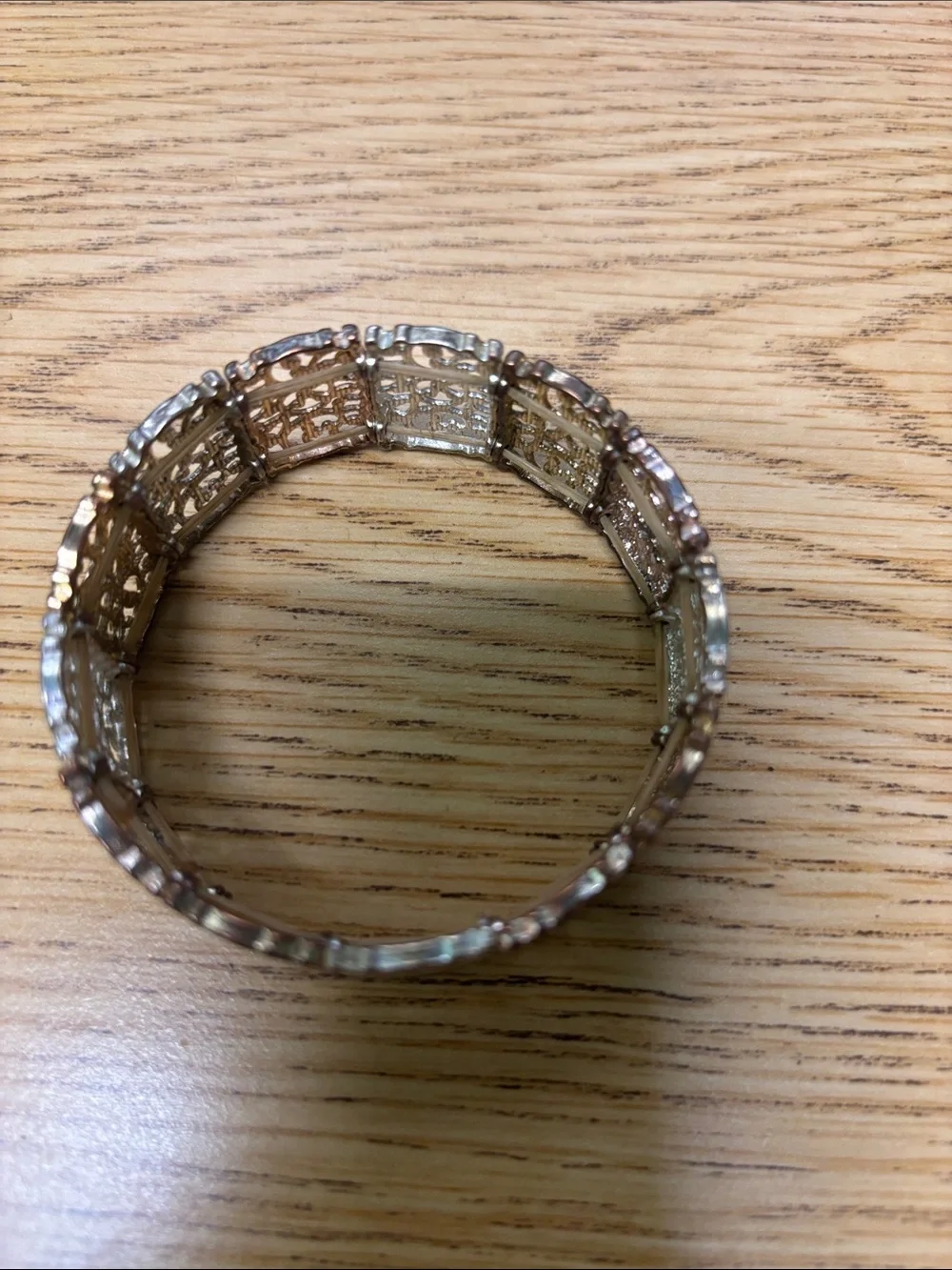 Intricate Filigree Stretch Bracelet in Rose-Tone Metal